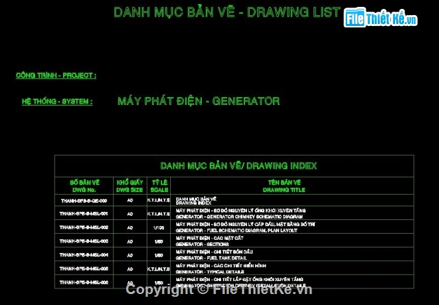 bản vẽ cad,máy phát điện,bản vẽ máy phát điện